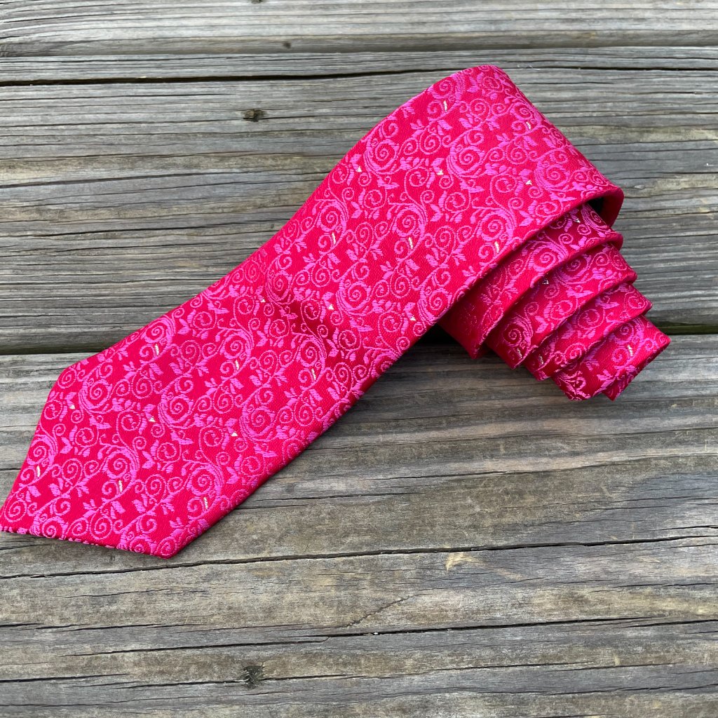 Addiction Men Tie Red Woven Silk Necktie Classic L